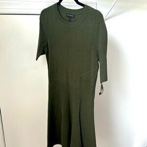 Banana Republic military green sweater dress, A-Line shape for every figure.